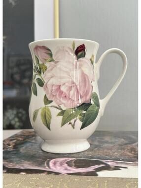 Roy Kirkham Eleonore Bulbous Fine Bone China Porcelain Mug Redoute Rose Pattern